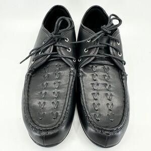 ANGEL STEPS Women’s Dasher Classy Black Lace Up Loafer Shoes Size 9W NWOT